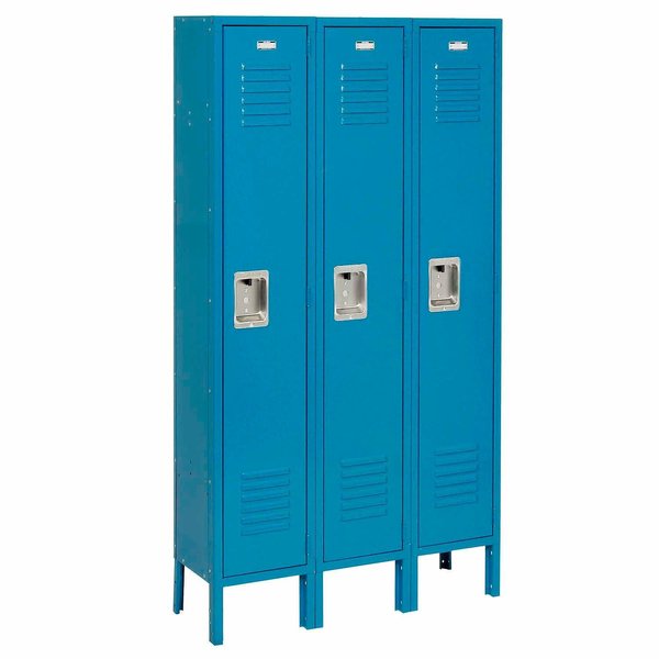 Global Industrial 1-Tier 3 Door Locker, 12Wx15Dx60H, Blue, Assembled 968253BL